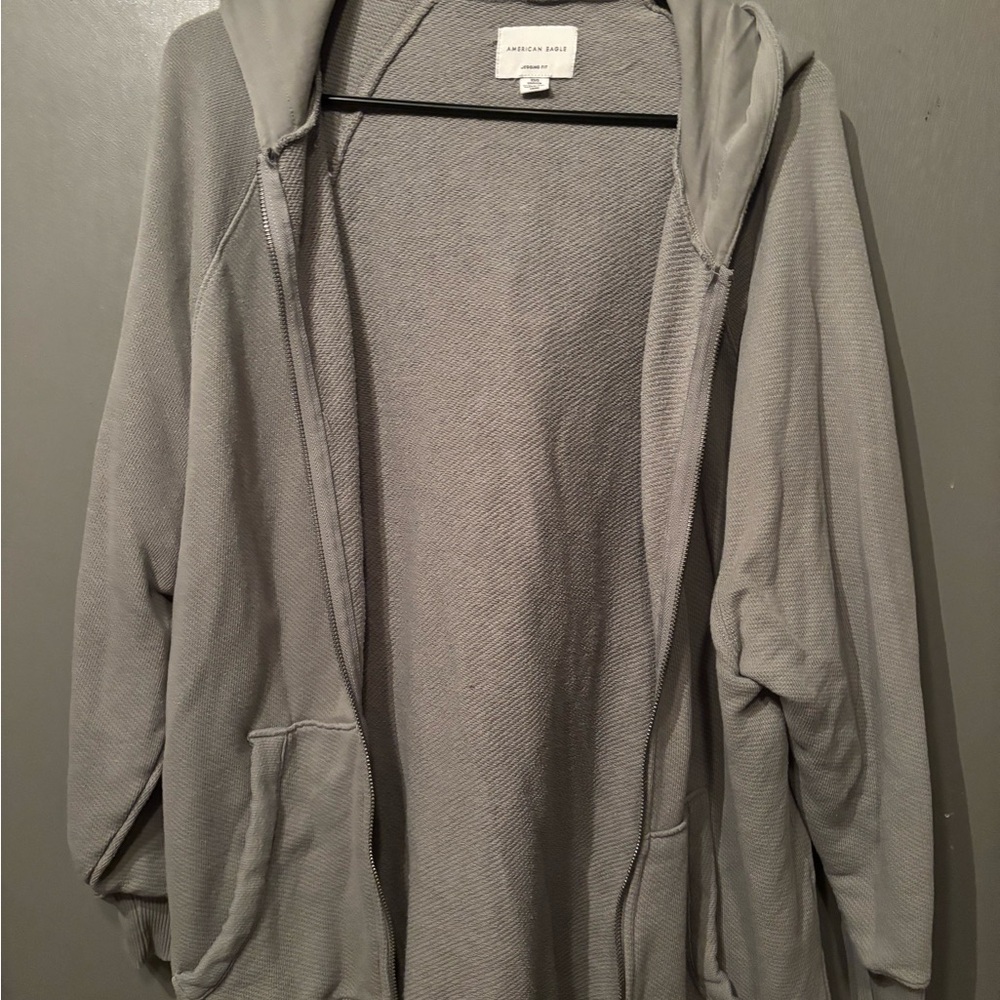 American Eagle Gray Hooded Cardigan